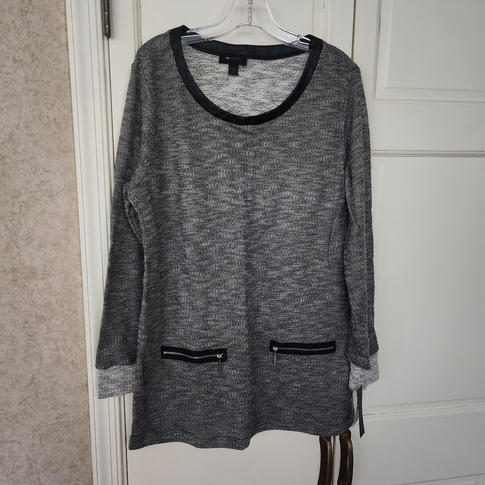 NWT.AB Studio. Color: Gray with black trim and silver-tone zipper details. 